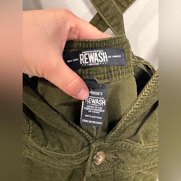 Rewash Olive Corduroy Suspender Button-Front Mini Dress – Size Large - Picture 4 of 5